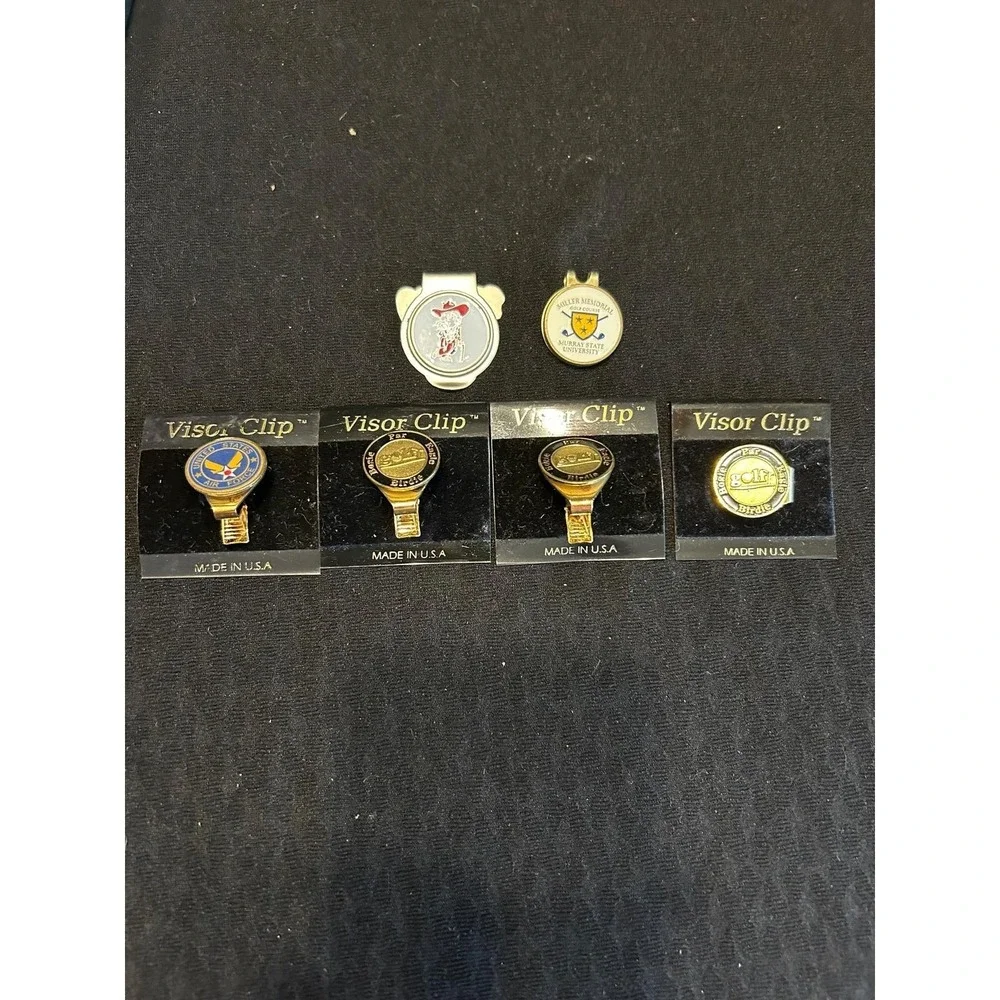 Lot Of 6 Assorted Golf Visor Clips